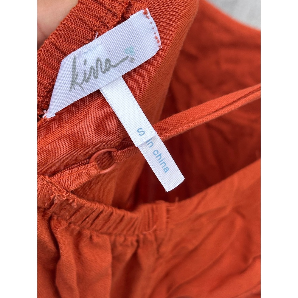 Women’s High-Low Ruffle Slip Dress - Rust - Picture 7 of 9